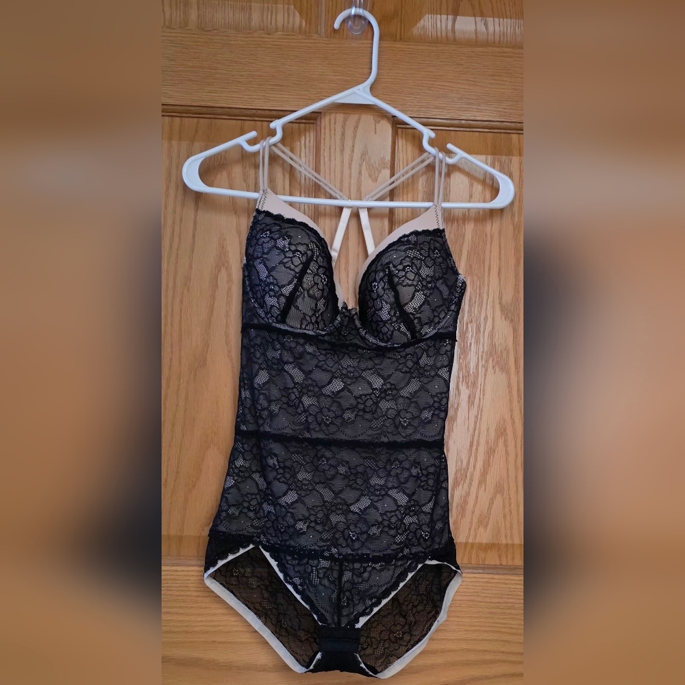 Skinny Girl Women's L Black Lace One Piece Shapewear Lingerie